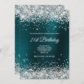 Invitation Parties scintillant argentée Faux Sparkly Foil Tur (Devant / Derrière)