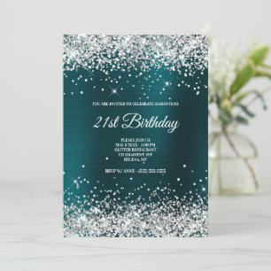 Invitation Parties scintillant argentée Faux Sparkly Foil Tur