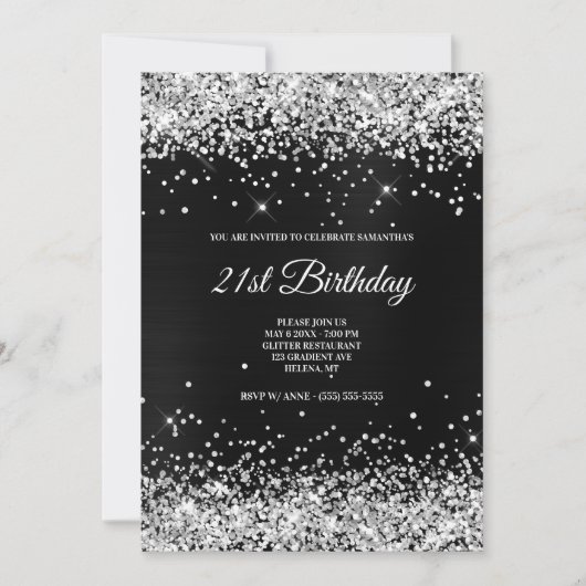 Invitation Parties scintillant argentée Faux Sparkly gris fon (Devant)