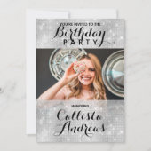 Invitation Parties scintillant argentée glamour Séquins Photo (Devant)