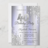 Invitation Parties scintillant argentée Lumineuse pourpre 40e (Devant)