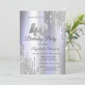 Invitation Parties scintillant argentée Lumineuse pourpre 40e (Debout devant)