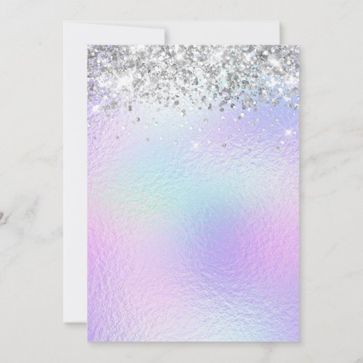 Invitation Parties scintillant argentée Pale Iridescente Foil (Dos)