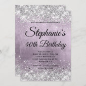 Invitation Parties scintillant argentée Quartz pourpre Foil F (Devant / Derrière)
