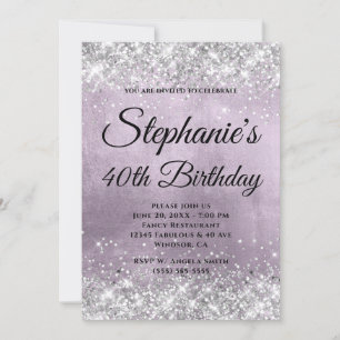 Invitation Parties scintillant argentée Quartz pourpre Foil F