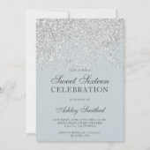 Invitation Parties scintillant argentée scintille sweet sixte (Devant)