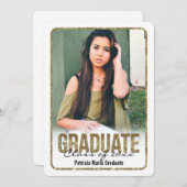 Invitation Parties scintillant arrondie blanche Lycée Photo G (Devant / Derrière)