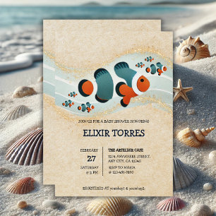 Invitation Parties scintillant artisanale Poisson clown Baby 