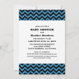 Invitation Parties scintillant Baby shower Blue Ch