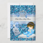 Invitation Parties scintillant Baby shower Garçon Bleu Petit  (Devant)