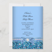Invitation Parties scintillant Baby shower Garçon Bleu Petit (Dos)
