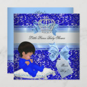 Invitation Parties scintillant Baby shower Garçon Bleu Petit  (Devant / Derrière)
