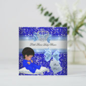 Invitation Parties scintillant Baby shower Garçon Bleu Petit  (Debout devant)