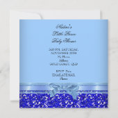 Invitation Parties scintillant Baby shower Garçon Bleu Petit  (Dos)