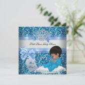 Invitation Parties scintillant Baby shower Garçon Bleu Petit  (Debout devant)