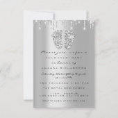Invitation Parties scintillant Baby shower Pieds ArgentGris G (Devant)