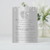 Invitation Parties scintillant Baby shower Pieds ArgentGris G (Debout devant)