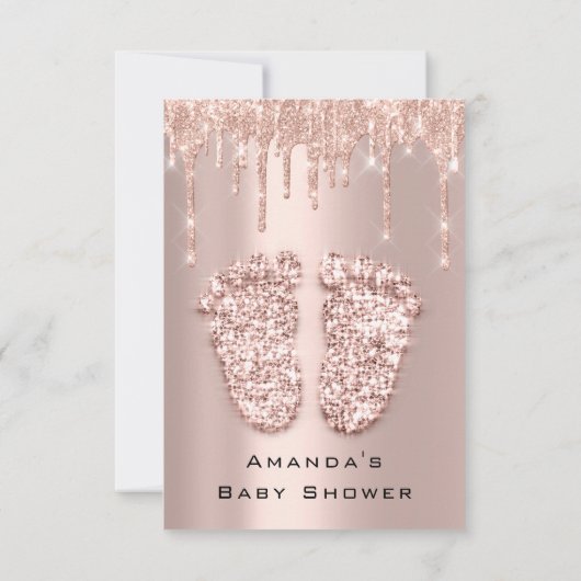 Invitation Parties scintillant  Baby shower Pieds Rose Blush  (Dos)
