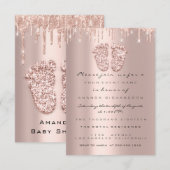 Invitation Parties scintillant  Baby shower Pieds Rose Blush  (Devant / Derrière)