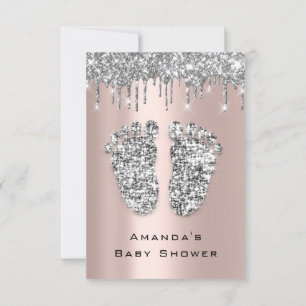 Invitation Parties scintillant  Baby shower Pieds Rose Gris G