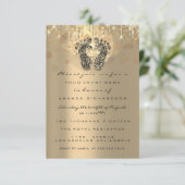 Invitation Parties scintillant Baby shower pieds Sepia Dots G (Debout devant)