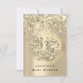 Invitation Parties scintillant Baby shower pieds Sepia Dots G (Dos)