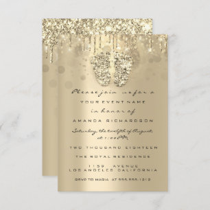 Invitation Parties scintillant Baby shower pieds Sepia Dots G