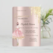 Invitation Parties scintillant, Ballerina, Rose Gold Quinceañ (Debout devant)