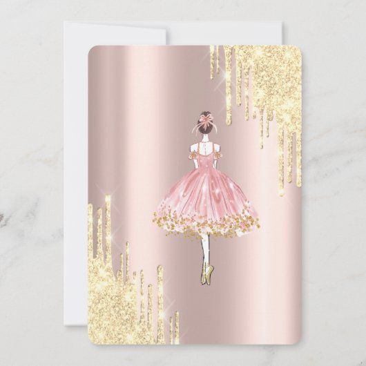 Invitation Parties scintillant, Ballerina, Rose Gold Quinceañ (Dos)