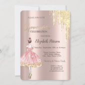Invitation Parties scintillant, Ballerina, Rose Gold Quinceañ (Devant)