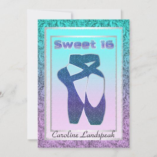 Invitation Parties scintillant Ballet Chaussures Bijoux Motif (Devant)