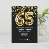 Invitation parties scintillant ballon en or pour 65ème annive (Debout devant)