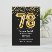 Invitation parties scintillant ballon en or pour 78e annivers (Debout devant)
