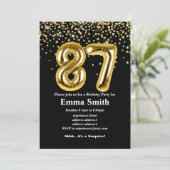 Invitation parties scintillant ballon en or pour la fête de 8 (Debout devant)