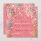 Invitation Parties scintillant Ballons Rose Bridal Sweet 16e (Devant / Derrière)