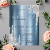 Invitation Parties scintillant  Bat mitzvah métallique bleu