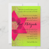 Invitation Parties scintillant bat mitzvah Pink Green Ombre F (Devant)