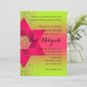 Invitation Parties scintillant bat mitzvah Pink Green Ombre F (Debout devant)