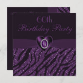Invitation Parties scintillant Bijoux imprimés Coeur et zèbre (Devant / Derrière)
