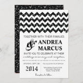 Invitation parties scintillant Blac moderne Chevron Faire-par (Devant / Derrière)
