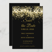 Invitation Parties scintillant Black and Gold Enregistrer l'i (Devant / Derrière)