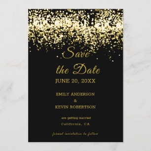 Invitation Parties scintillant Black and Gold Enregistrer l'i