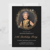 Invitation Parties scintillant Black Gold 70th Birthday Party (Devant)