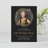 Invitation Parties scintillant Black Gold 70th Birthday Party (Debout devant)