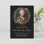 Invitation Parties scintillant Black Gold 80th Birthday Party (Debout devant)