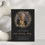 Invitation Parties scintillant Black Gold 90th Birthday Party<br><div class="desc">Parties scintillant Black Gold 90th Birthday Party Invitation. Célébrez un jalon dans le style avec cette élégante invitation d'anniversaire noir et or, avec des accents de parties scintillant qui apportent une touche de glamour au design. Customisez-le avec votre propre photo pour rendre l'invitation vraiment personnelle et unique, donnant le ton...</div>