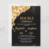 Invitation Parties scintillant Black Gold Balloons Double Ann (Devant)