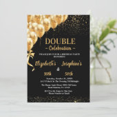 Invitation Parties scintillant Black Gold Balloons Double Ann (Debout devant)