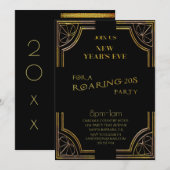 Invitation Parties scintillant Black Gold du réveillon des an (Devant / Derrière)