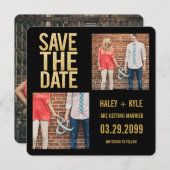 Invitation Parties scintillant Black & Gold Enregistrer la da (Devant / Derrière)